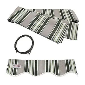 ALEKO FAB20X10MSTRGR58 Retractable Awning Fabric Replacement 20 x 10 Feet Multi-Stripe Green