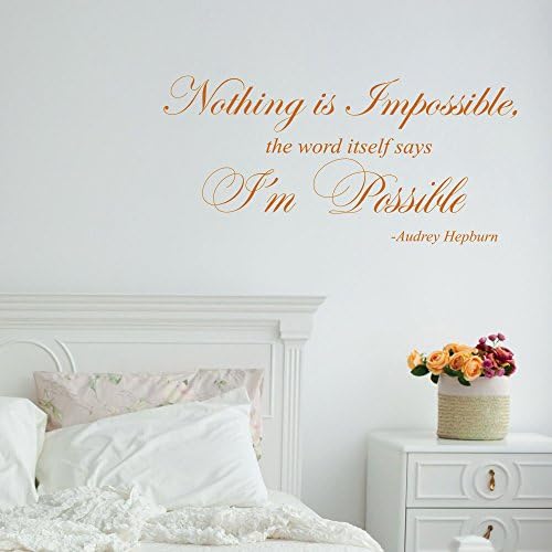 Nutmeg AMNUT011Copper Nothing is Impossible, Audrey Hepburn Quote Wall Sticker - Copper