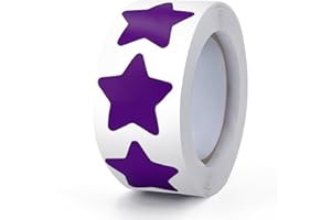MEITAAT Naklejki z fioletowymi gwiazdami, rolka 2,5 cm, małe, samoprzylepne gwiazdki, naklejki na Boże Narodzenie, dekoracja dla dzieci, nauczycieli, biznesu, 500 sztuk