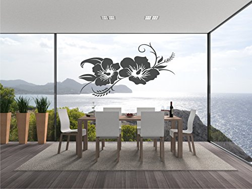 Wandtattoo / Wandaufkleber – Hibiskusblüte – Hibiskus – 120cm x 99cm anthrazit E924 - 4