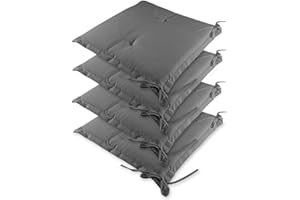 4X Coussins de Chaise Gris - Galette Dessus Coussin pour Chaise 41cm - Jardin Terrasse