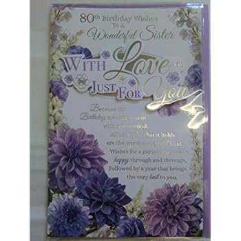Happy Birthday to a special Sister on your 80th Birthday card: Amazon.co.uk: Kitchen & Home
