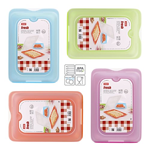 TATAY 1180001 – Wurstbehälter FRESH System, Vier Einheiten in blau, orange, grün und rosa Farben enthalten, Maßnahmen 17 x 3.2 x 25.2 cm - 3
