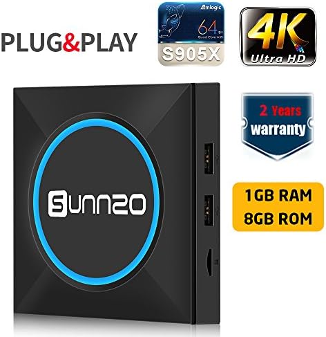(2017 New Arrivals) SUNNZO 4K Android 6.0 Smart TV Box/Streaming Device for TV with LED Amlogic Quad Core 64 Bits 1GB+8GB eMMC,Wifi,H.265