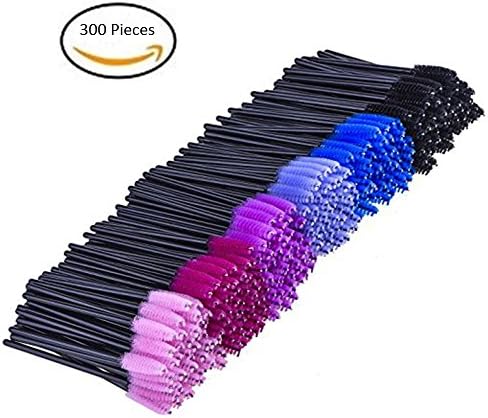 Mascara Brush , 300 Pieces Multi-colored Disposable Wands Eye-lash Brush Makeup Applicators Kit 6 Color