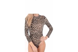 P&R DANCEWEAR LTD Ladies Turtle Neck Bodysuit Ladies Long Sleeve Stretchy Printed Leotard Stylish and Comfortable