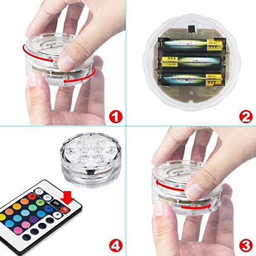 MAVIE Unterwasser Licht mit Fernbedienung, RGB Multi Farbwechsel Wasserdichte LED Leuchten Teichbeleuchtung für Vase Base, Dekoration - 4