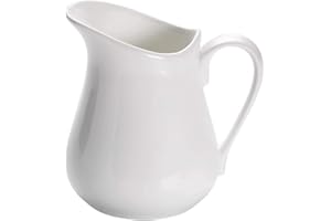 GLOW WHOLESALE Glow - Jarra de salsa tradicional de cerámica blanca de 500 ml para servir salsas de crema de natillas – Perfecto para mesa de comedor, restaurante, cenas asadas de boda, lavavajillas y microondas