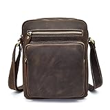 bandolera hombre cuero vintage - Estilo clásico vintage: la bandolera es adecuada para muchas ocasiones. Perfecto para actividades al aire libre, viajes, senderismo, escuela, compras, etc.