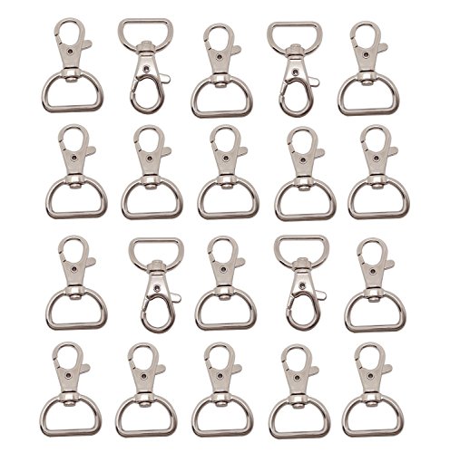 Preisvergleich Produktbild DeliaWinterfel 20er Kleine Abnehmbare Drehverschlüsse für Schlüsselringe Split Ring 25mm Edelstahl Karabinerhaken by