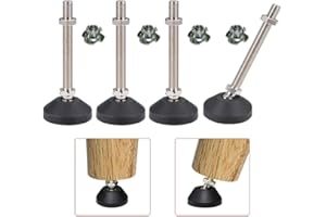 Uni-Fine Shop Adjustable Foot, M8 x 100 mm, Ø40mm, Black, 4 Pack, Modern Style, Industrial Finish, 450 kg Capacity, 15° Tilt, Suitable for Chairs, Sofas, Tables, Industrial Brackets