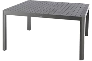 Hespéride - Table de Jardin Extensible Carrée Paradize Gris Graphite - 10 Places - Aluminium Antirouille - Meuble d'Extérieur Rallonge Papillon