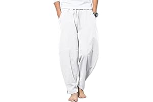 YAOBAOLE Men's Linen Trousers Casual Men's Baggy Trousers Men Yoga Pants with Pocket