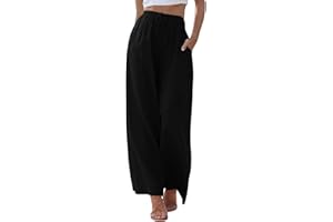 Donasty Leinenhose Damen Sommerhose Damen Leicht Leinenhose Damen Lang Sommer Chino Damen Hose Strandhose Sommer Casual Baumwolle Leinen Stoffhose Business Hose Einfarbig Freizeithose mit Taschen
