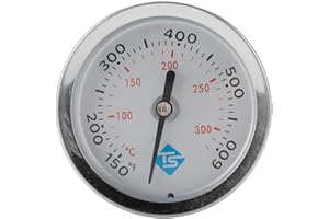 Oniissy 46 mm großes Zifferblatt 300 °C BBQ Grill Thermometer Holz Smoker Temp Gauge Edelstahl Kochthermometer für Grillen Fleisch Kochen