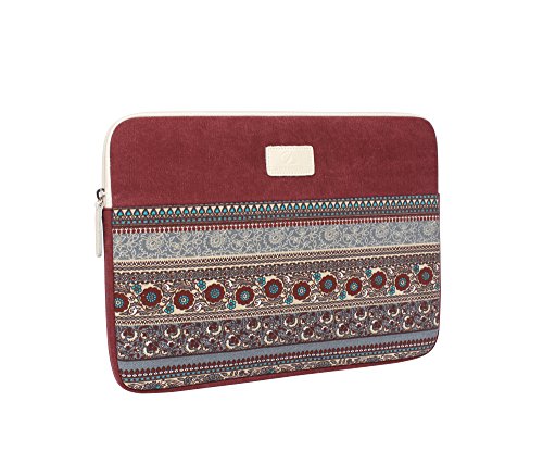 13 Zoll Laptoph  lle  Boh  me Stil Canvas-Gewebe H  lle Sleeve Tasche f  r Laptop   Notebook Computer   MacBook   MacBook Pro   MacBook Air Wein Rot 1