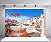 Produktbild MMPTn Santorin Blick die Stadt Griechenland 10x6.5ft Hintergrund Sommer Meer Haus Landschaft Resort Urlaub Party Panoramablick Kirche Weißes Haus Treppe Stein Blüten Hintergrund Fotostudio Prop