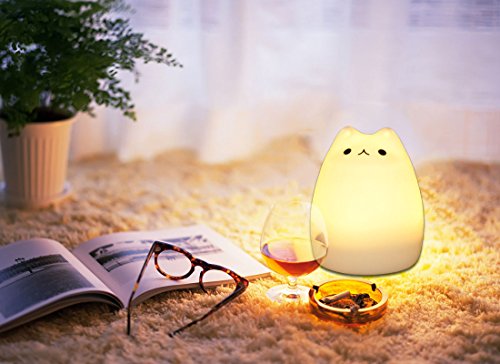 MKQPOWER Bewegliches LED-Kind-Nachtlicht-Silikon-Nachtlampe nachladbares Silikon-weiche Baby-Kinderzimmer-Lampen-empfindliche Hahn-Steuerung für Baby-Schlafzimmer (Katze) - 7