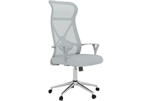 naspaluro Sedia da Scrivania Ergonomica, Sedia da Ufficio, Schienale Alto, Rete Traspirante, Altezza Regolabile, Portata 150kg grigio