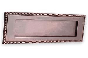 Infinity Decor Plaque de boîte aux lettres style géorgien bronze vieilli 25,4 cm en laiton massif à ressorts pour portes d'entrée