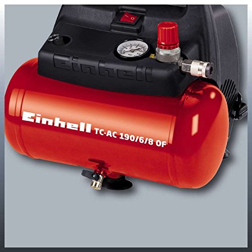 Einhell Kompressor TC-AC 190/6/8 OF (1100 W, 6 L, Ansaugleistung 185 l / min, 8 bar, ölfrei, ergonomische Bauform, Standfüße) - 3
