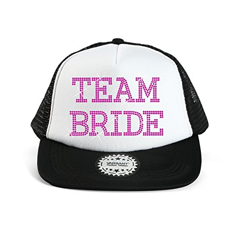 Team Braut Baseball Hat Kristall Braut Hochzeit Party Trucker Cap schwarz / rosa