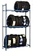 Produktbild Reifenregal A - Click mit 3 Ablagefächen in Blau - Maße: 200 x 90 x 40 cm (H x B x T)