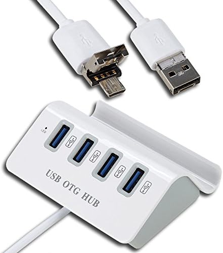 Walkas 4 Port USB Hub with Stand and 2 - Foot Cable for iPhone iPAD Samsung, MacBook, Ultrabooks,Microsoft Surface, Laptops(White)