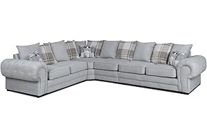 GENERIC 3 C 2 Corner Settee - Large Verona Left or Right Hand 6 Seater Sofa - Comfy Designer Scatter Back Cushions - Modular Dual Arm Corner Suites for Living Room Lounge Indoors Decor (Grey, Left Hand)