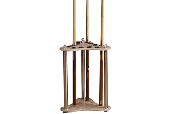 TQ Billards Porte-Queues Autoportants Pour Salle De Billard De Club,Support De Placement Pour Tringle De Billard Au Sol,Accessoires De Billard/Grain De Bois Blanc / 32x32x53cm