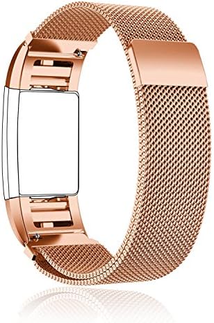CLEARANCE SALE!!! Fitbit Charge 2 Strap Metal Bands, Taotree Milanese Stainless Steel Adjustable Replacement Accessory bracelet with Unique Magnet Lock for Fitbit Charge 2 Fitness Wristband (Rose Gold, Large(5.5"-8.1" ))
