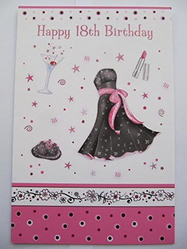 COLOURFUL PRETTY PARTY DRESS & COCKTAILS HAPPY 18TH BIRTHDAY GREETING CARD