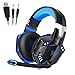 Produktbild Over Ear Headset PC Gaming Kopfhörer/ Headset mit Mikrofon und Positive Vibrationsfunktion, Over-ear Headset mit Kabel und Doppelstecker, USB, LED Licht für PC, Laptop, Tablet, Smartphone, PS4