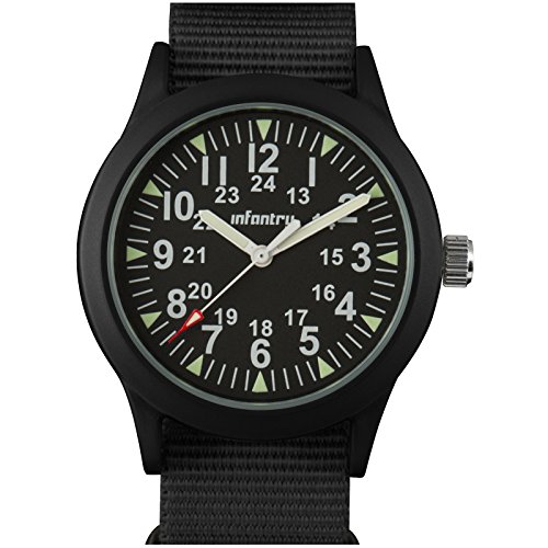 INFANTRY Mens Analogue Quartz Wrist Watch Military Watches for Man Army Tactical Black Sports NATO Strap