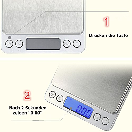KING DO WAY 200g*0,01g Digitale Taschenwaage,Digitale Küchenwaage mit SimpleTaste,Mini Goldwaage Münzwaage,elektronische waage,Briefwaage,Tara-Funktion mit Hintergrundbeleuchtung (Ohne Batterie) - 2