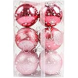 Rawdah Ornamento de la boda del partido de las chucherías de las decoraciones de las bolas de Navidad del árbol de Navidad 12pcs los 6cm (Rosado)