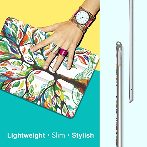 MoKo Hülle für Neu iPad Pro 12.9 2017 – PU Leder Tasche Schutzhülle Schale Smart Case mit Translucent Rücken Deckel, mit Auto Schlaf / Wach Funktion und Stanfunktion für Apple New iPad Pro 12.9 Zoll 2017 Tablet, Glück Baum - 6
