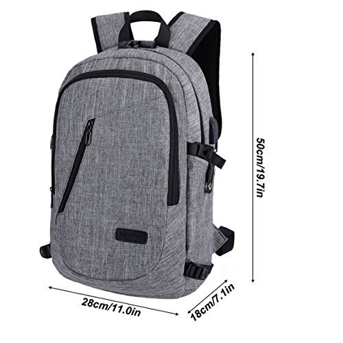 Domila Anti Diebstahl Business Laptop Rucksack mit USB-Ladeanschluss  wasserdichter Reiserucksack f  r M  nner und Frauen  grau 