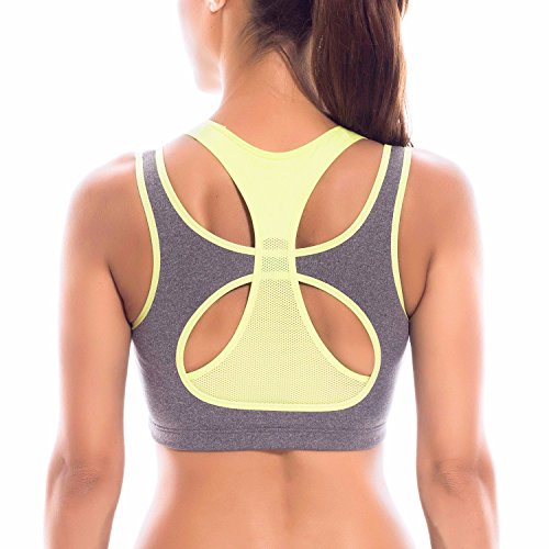 SYROKAN Damen Doppellagiger Sport BH - Racerback,ohne Bügel,ungepolsterte Cups