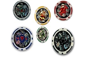 Mgs33 Pack,Lot de 6, complément de 6 jetons de Poker Casino Laser 1$ Gris, 5$ Rouge,10$ Vert,25$ Jaune,50$ Bleu, 100$ Noir