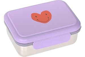 LÄSSIG Scatola per il pranzo dei bambini in acciaio inox scatola per la colazione scuola materna sostenibile/Lunchbox Stainless Steel Little Gang Heart lilac