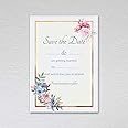 Pack of 20 Save the Date Cards without Envelopes - A6 Floral Elegance Non-Folding Cards for Weddings