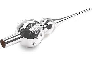DIFERTES Weihnachtsbaumspitze aus Glas, Christbaumspitze Silber, 26cm Baumspitze Weihnachten, Tannenbaum Spitze, Weihnachtsbaum Krone - Leicht und Dennoch Robust, Glänzend und Elegant (Silber)