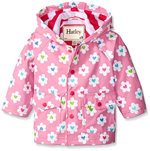 Hatley Baby-Girls Infant Raincoat -Flower Heart Garden Long Sleeve Raincoat, Multicoloured (Pink), 12-18 Months