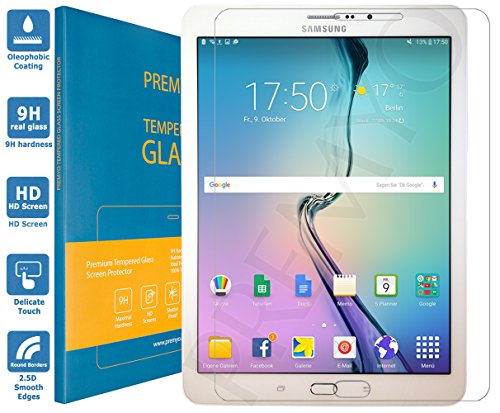 PREMYO Samsung Galaxy Tab S2 8.0 Panzerglas. Galaxy Tab S2 8.0 LTE Schutzfolie mit Härtegrad 9H und abgerundeten Ecken 2,5D. Tab S2 8.0 Schutzglas