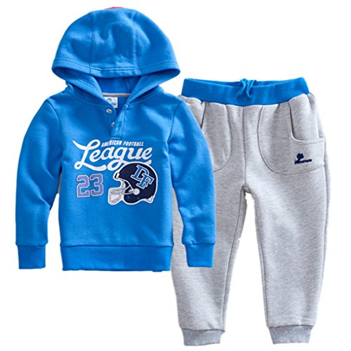 Happy Cherry 2pcs Baby Boy Girl Kids Cartoon Helmet Top+pants Casual Fashion Sport Pullover Outfit Clothing Size 110 - Blue