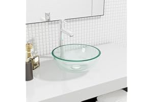WIFESE Lavandino in Vetro Temperato 30x12 cm Trasparente Lavandino Bagno Arredo Bagno Lavabo Bagno Lavandino Del Bagno In Vetro Lavabo In Vetro Lavello Da Appoggio In Vetro Lavabo Da Appoggio