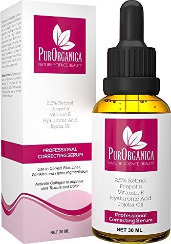 PurOrganica Retinol Serum - Limited Edition - Best Treatment for Acne and Acne Scars, Pigmentation, Fine Lines, Wrinkles and Dark Circles - Premium 2.5% Retinol, Vegan Hyaluronic Acid & Jojoba Oil - It Works or 100% Money Back Guarantee