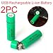 Produktbild Li-ion battery, HUI.HUI 2pcs 3.7v 3800mAh 18650 USB Nachladbare Litium-ionen batterie (A)