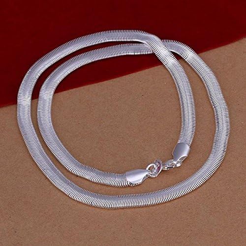 HOX 6M Soft Snake Bone inch Simple Serpentine Silver Necklace, Pictured
